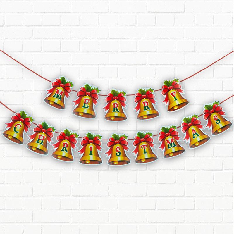 PartyCorp Gold Jingle Bell Merry Christmas Printed Wall Banner Decoration Set, 1 pc