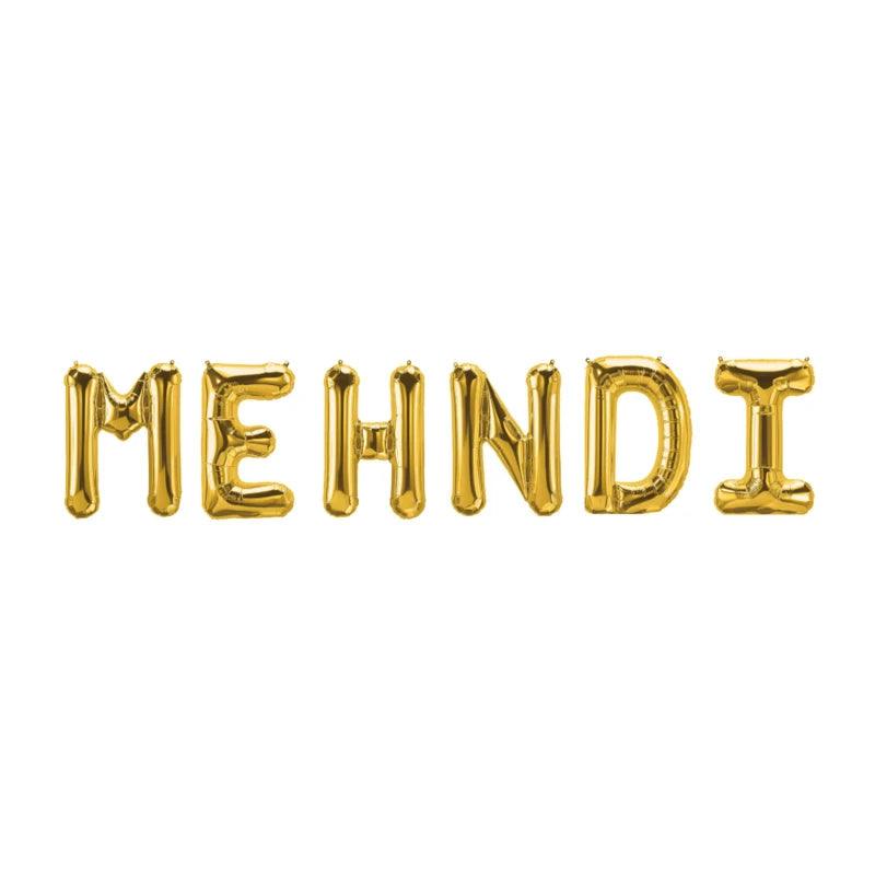 PartyCorp Gold Mehndi Alphabet/Letter Foil Balloon Bannner Decoration Set