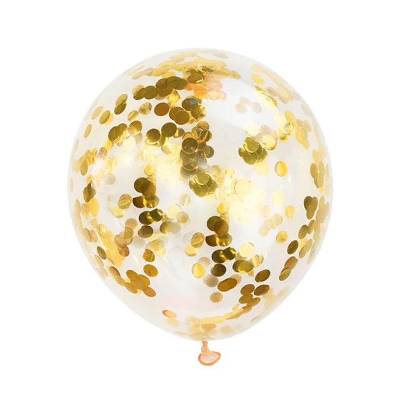 PartyCorp Gold Metallic Confetti Balloon For Party Decorations, DIY Pack Of 5
