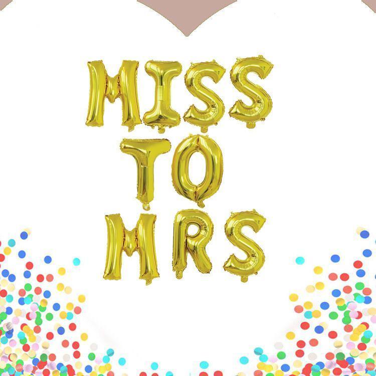 PartyCorp Gold Miss to Mrs. Alphabet/Letter Foil Balloon Banner Decoration Set