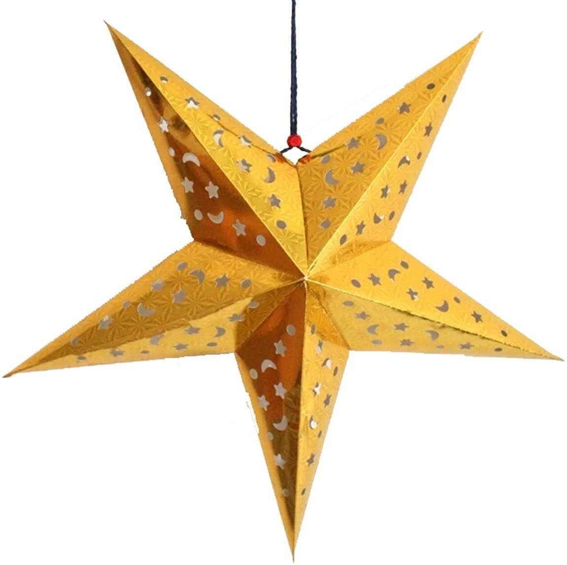 PartyCorp Gold Paper Star Dangler Decoration Set For Party Decoration, Pack of 2
