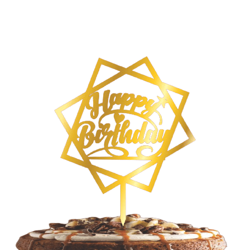 PartyCorp Gold Star Shaped Acrylic Happy Birthday Cake Topper, 1 Piece