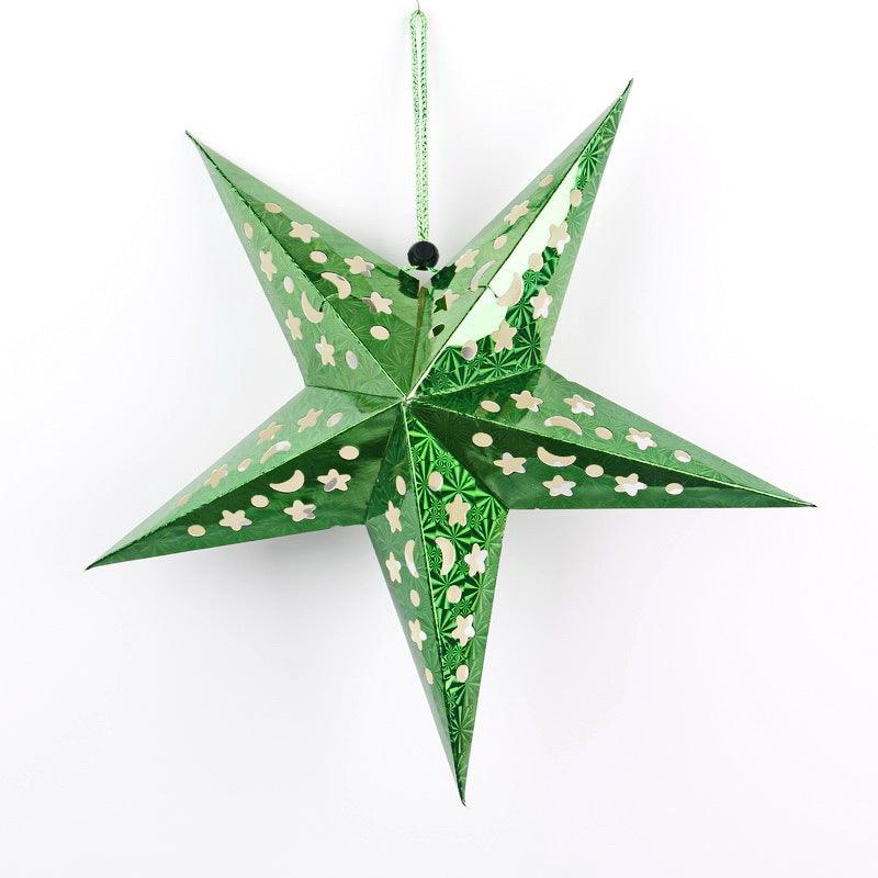PartyCorp Green Paper Star Dangler Decoration Set For Party Decoration, Pack of 2