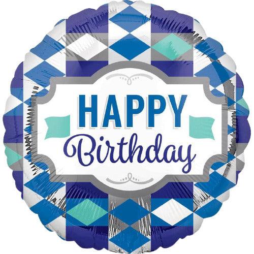 PartyCorp Happy Birthday Blue Stars and White Diamond Foil Balloon Bouquet, Decoration Set, DIY Pack of 5