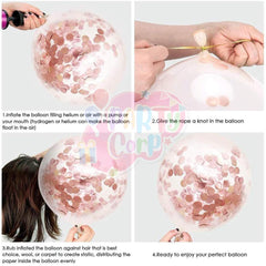 PartyCorp Happy Birthday Decoration Kit Combo 11 Pcs - Rose Gold Confetti Balloon, Rose Gold Happy birthday Alphabets Cut Out Banner