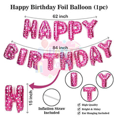 PartyCorp Happy Birthday Decoration Kit Combo 49 Pcs - Pink & White Latex & Pink Confetti Balloon, Pink Happy Birthday Banner