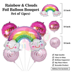PartyCorp Happy Birthday Decoration Kit Combo 68 Pcs - Pink, Green, Blue, Yellow, Purple & Orange Pastel Balloons, Rainbow Happy Birthday Banner, Rainbow & Cloud Foil Balloons
