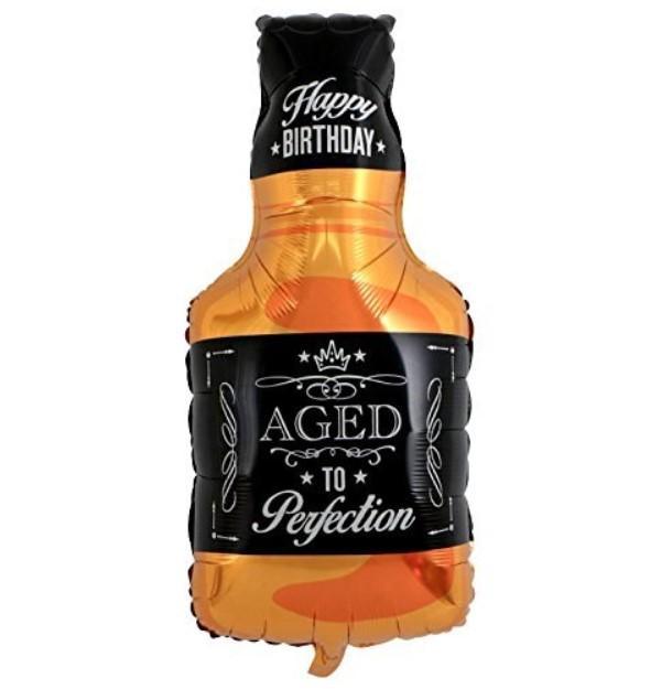 PartyCorp Happy Birthday Whiskey Bottle Shaped Foil Balloon For Party Decoration, Pack of 1