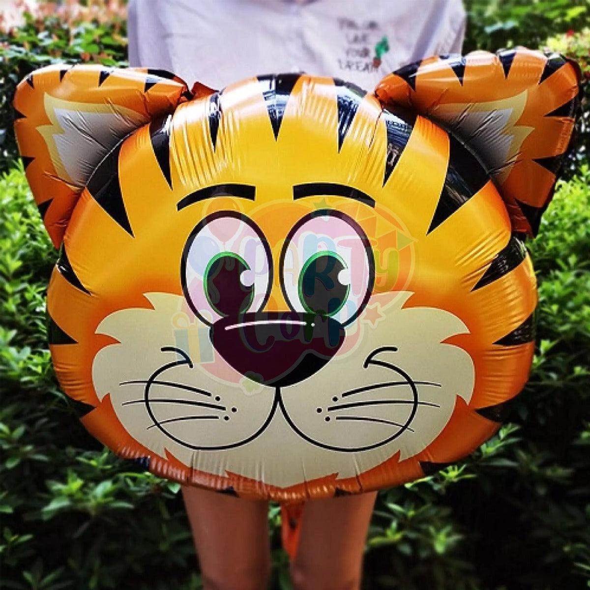 PartyCorp Jungle Safari Happy Birthday Decoration Kit Combo 59 Pcs - Dark Green, Yellow, Light Green & White Latex & Gold Chrome Balloons, Gold Happy Birthday Banner, Animal Head Foil Balloons
