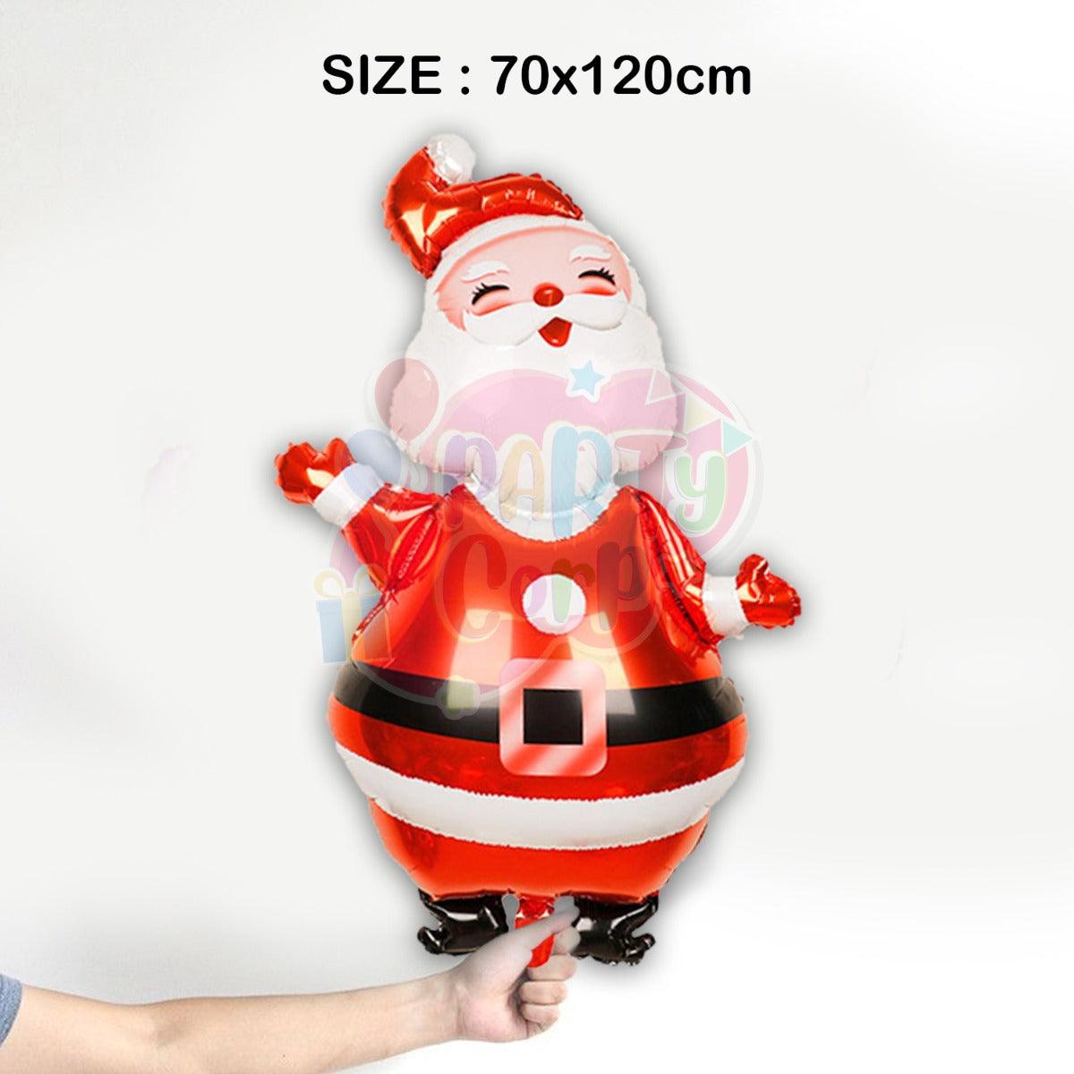 PartyCorp Merry Christmas Decoration Kit Combo 79 Pcs - Dark Green, Red, White Latex Balloons, Gold Chrome Balloons, Multicolour confetti, Gold Merry Christmas Foil Banner, Santa Foil Balloon