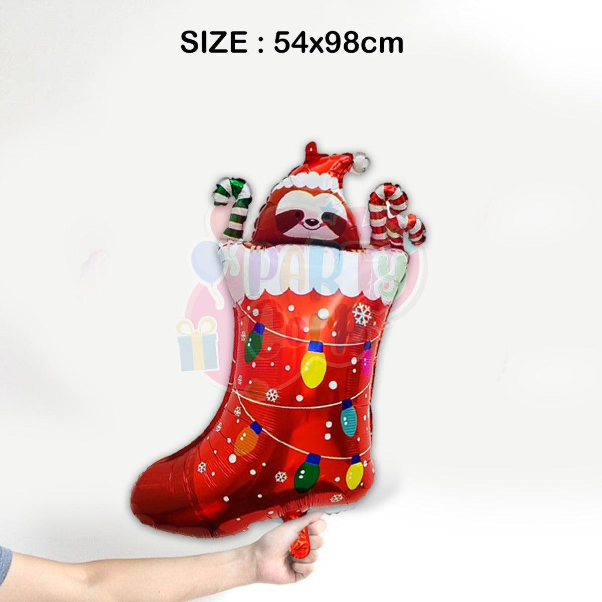 PartyCorp Merry Christmas Decoration Kit Combo 99 Pcs - Dark Green,Red, Light Green Latex Balloons, Gold Chrome Balloons, Multicolour confetti, Merry Christmas Red & Green Foil Banner, Santa Hats, Santa Socks, X-Mas Tree, Snow Man Foil Balloon