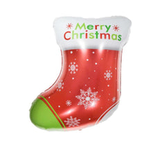 PartyCorp Merry Christmas Printed Socks shaped Foil Balloon For Christmas Party Decoration, 1 Piece