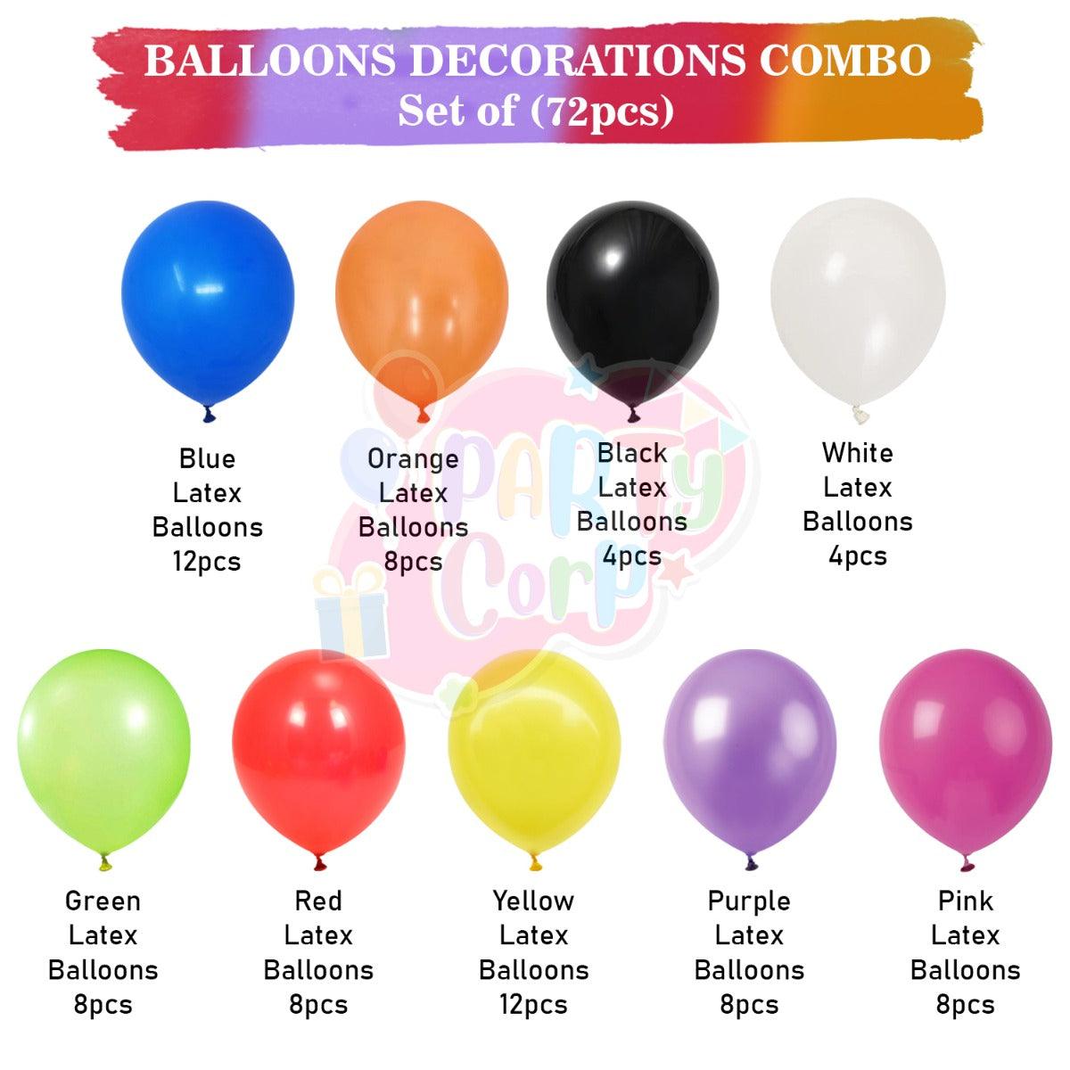 PartyCorp Multi-Colour Balloons Rainbow Arch Decoration Set, DIY Pack Of 72
