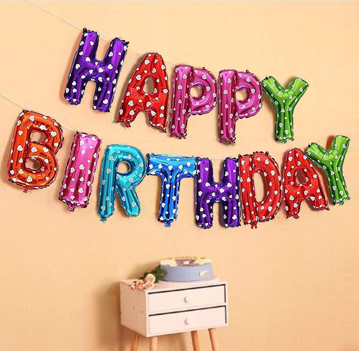 PartyCorp Multi-colour Happy Birthday Alphabet/Letter 16 inch Foil Balloon Banner Decoration Set