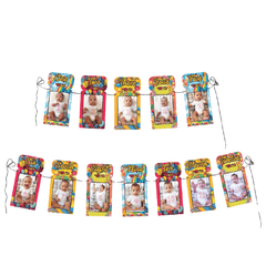 PartyCorp Multi-colour One To Twelve Months Paper Photo Banner for 1st Birthday Party Decoration Set