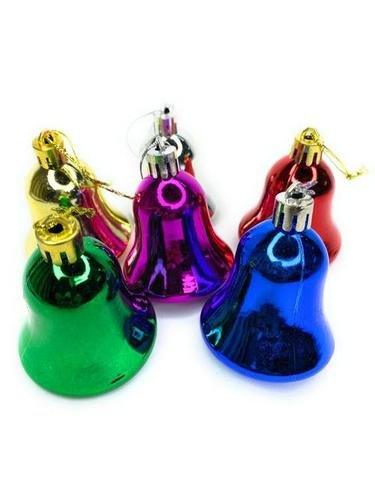 PartyCorp Multicolour Bell Shaped Dangler Decoration Set For Christmas Tree, DIY Pack Of 6