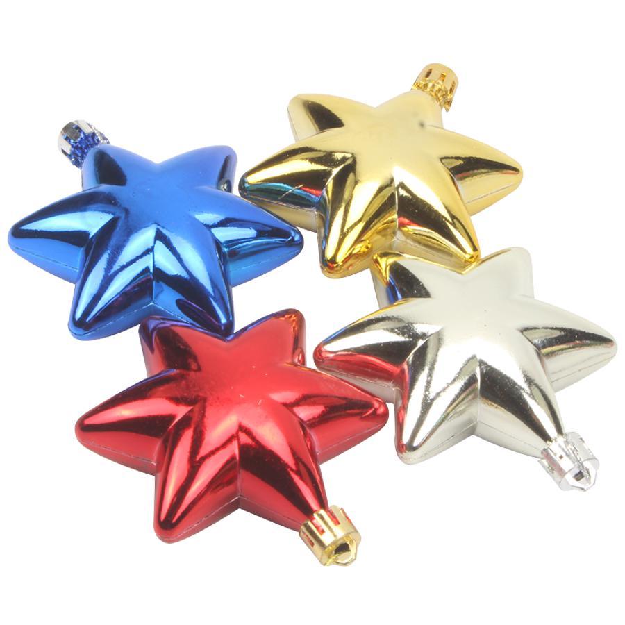 PartyCorp Multicolour Big Star Shaped Dangler Decoration Set For Christmas Tree, DIY Pack Of 6