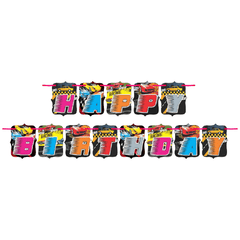 PartyCorp Multicolour Happy Birthday Car Theme Printed Wall Banner Decoration Set