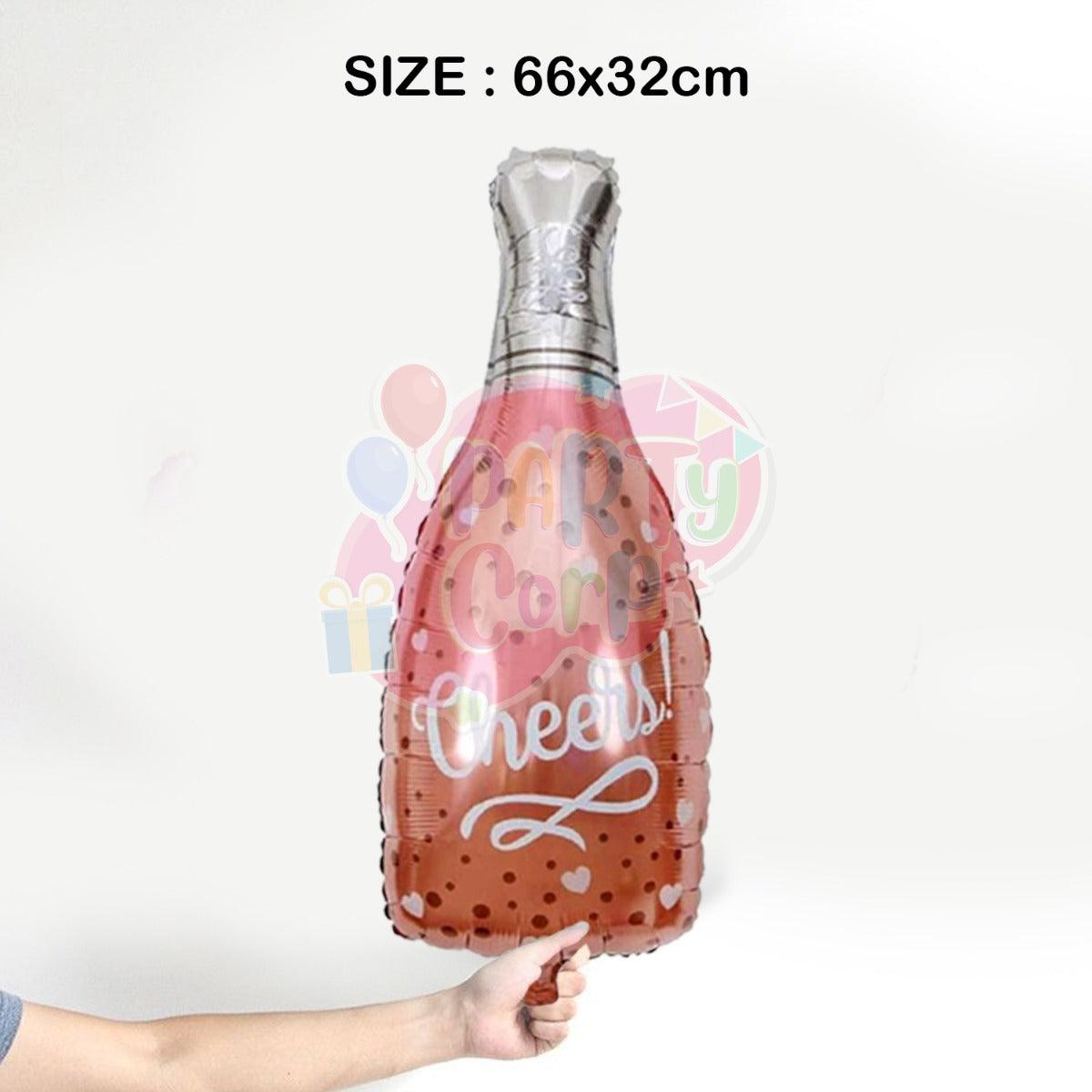 PartyCorp New Year Decoration Kit Combo 24 Pcs - Rose Gold, White, Confetti Chrome Balloon, Rose Gold HNY Foil Banner,(Rose Gold Star, Wine and Champagne Bottle) Foils