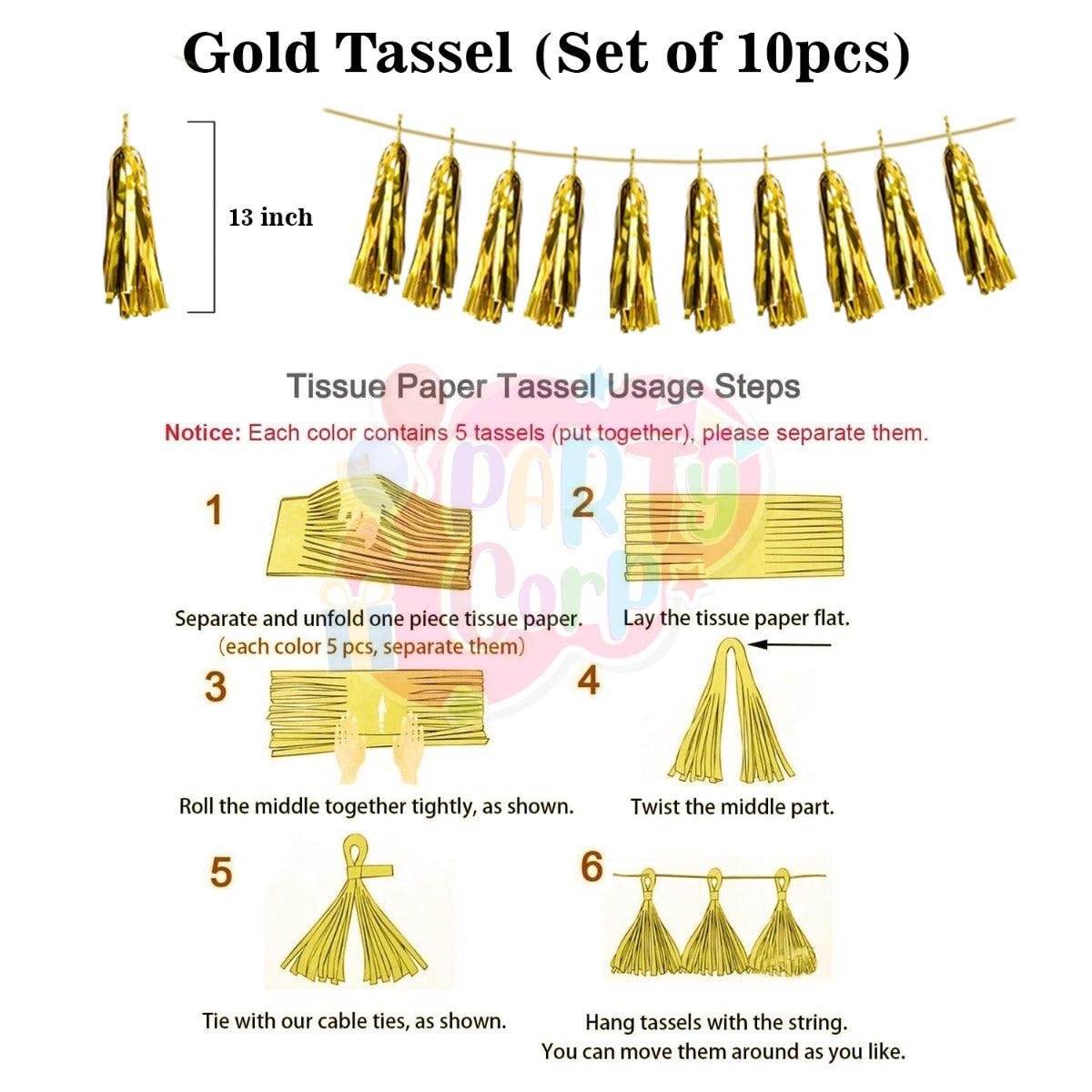 PartyCorp New Year Decoration Kit Combo 49 Pcs - Gold, Rose Gold, White, Gold Confetti Chrome Balloon, Gold HNY Banner, Silver Curtain, Gold Tassels, (Gold Star,2022 Digit,Wine,Champagne Bottle) Foils
