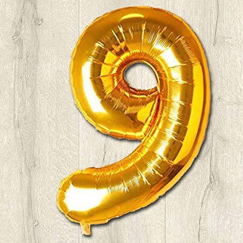 PartyCorp Nine Number Digit Gold Foil Ballon, DIY 1 piece