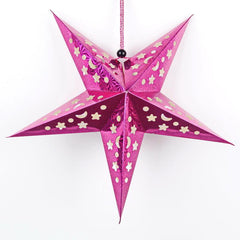 PartyCorp Pink Paper Star Dangler Decoration Set For Party Decoration, Pack of 2