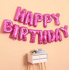 PartyCorp Pink Printed Happy Birthday Alphabet/Letter Foil Balloon Banner Decoration for All Ages, Birthday Party Supplies