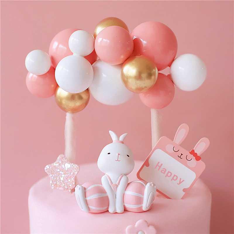 PartyCorp Pink, White and Golden Confetti Combo Happy Cake Topper, DIY Pack Of 10