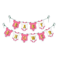 PartyCorp Pink & White Gold Text Baby Shower 3D Banner Decoration Set