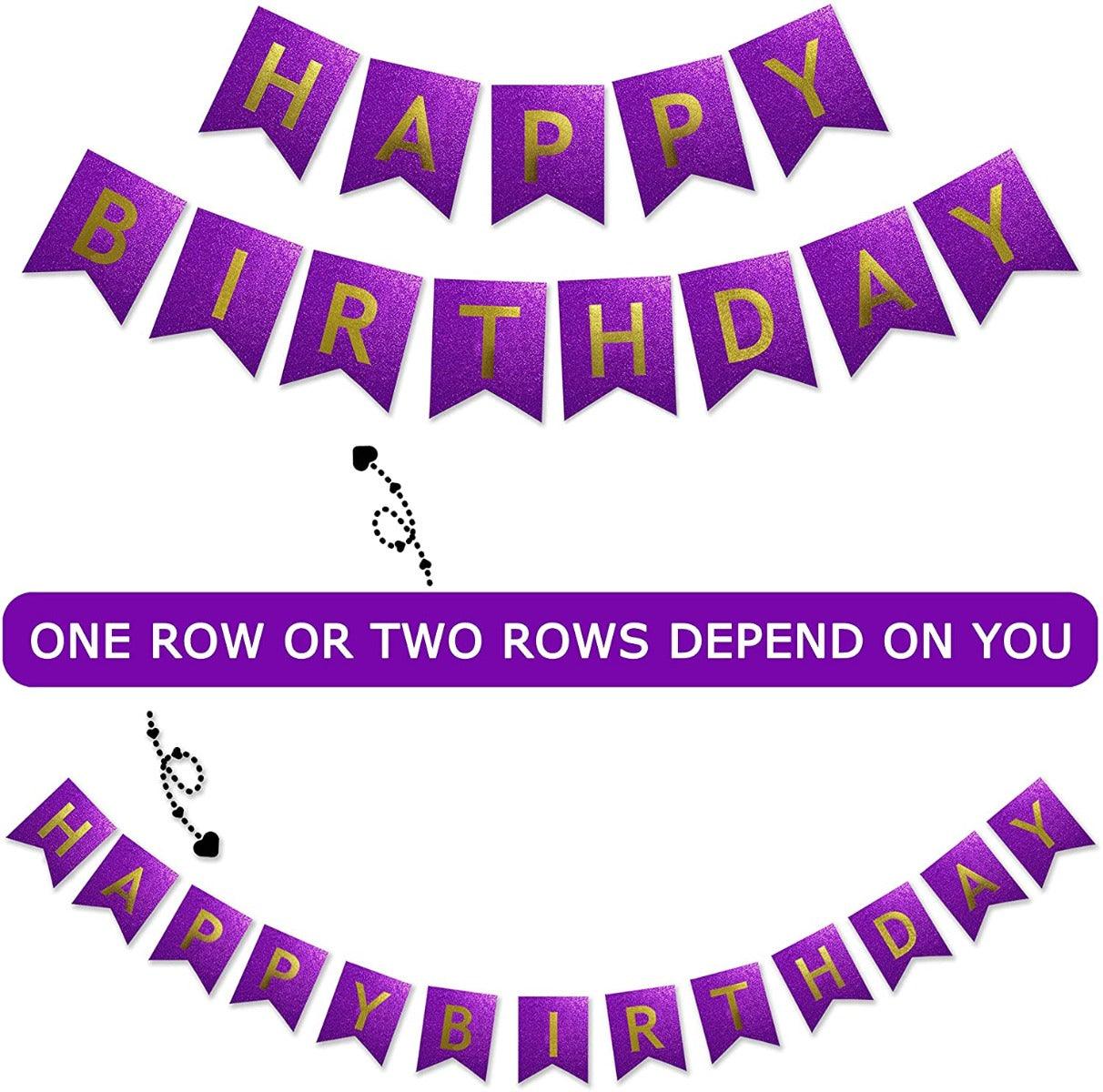 PartyCorp Purple & Gold Happy Birthday Printed Wall Banner Decoration for All Ages, Birthday Party Supplies