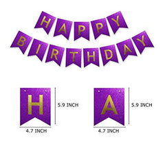 PartyCorp Purple & Gold Happy Birthday Printed Wall Banner Decoration for All Ages, Birthday Party Supplies