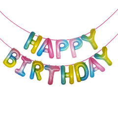 PartyCorp Rainbow Colour Happy Birthday Alphabet/Letter 16 inch Foil Balloon Banner Decoration Set
