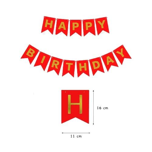 PartyCorp Red & Gold Happy Birthday Printed Wall Banner Decoration for All Ages, Birthday Party Supplies