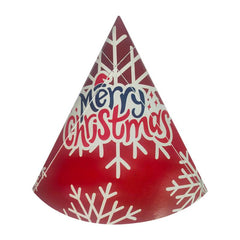 PartyCorp Red Merry Christmas Printed Paper Cone Hat, Pack Of 3