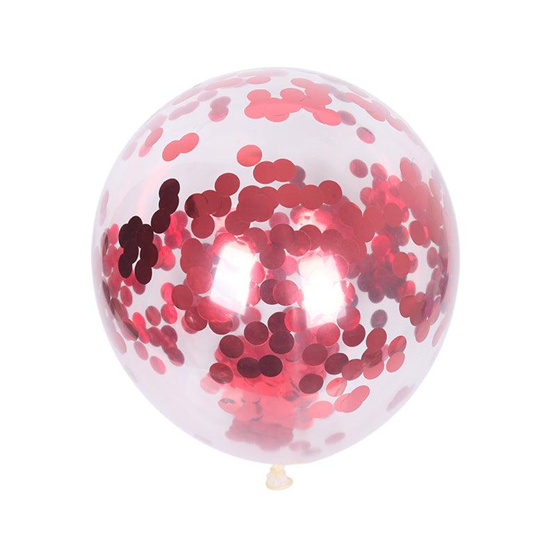 PartyCorp Red Metallic Confetti Balloon For Party Decorations, DIY Pack Of 5