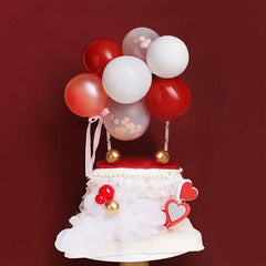 PartyCorp Red, Rose Gold, White and Confetti Balloon Romantic Love You Cake Topper Combo, DIY Pack Of 10