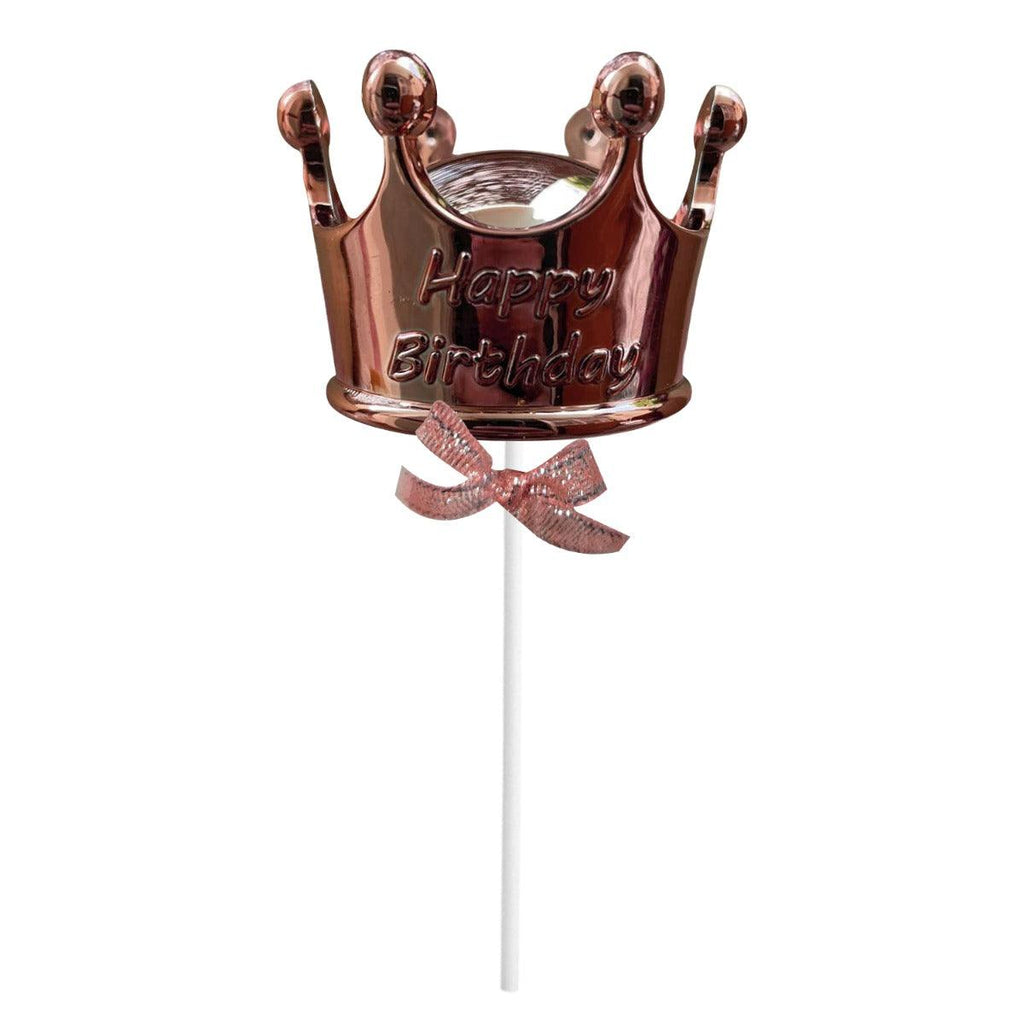 PartyCorp Rose Gold Crown Shaped Cake Topper, 1 Pc