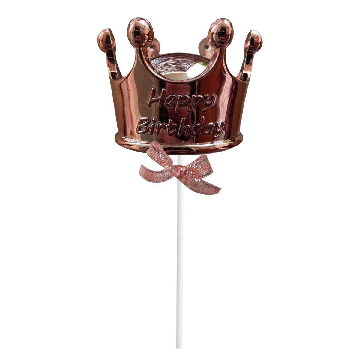 PartyCorp Rose Gold Crown Shaped Cake Topper, 1 Pc