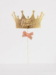 PartyCorp Rose Gold Crown Shaped Happy Birthday Cake Topper, 1 piece
