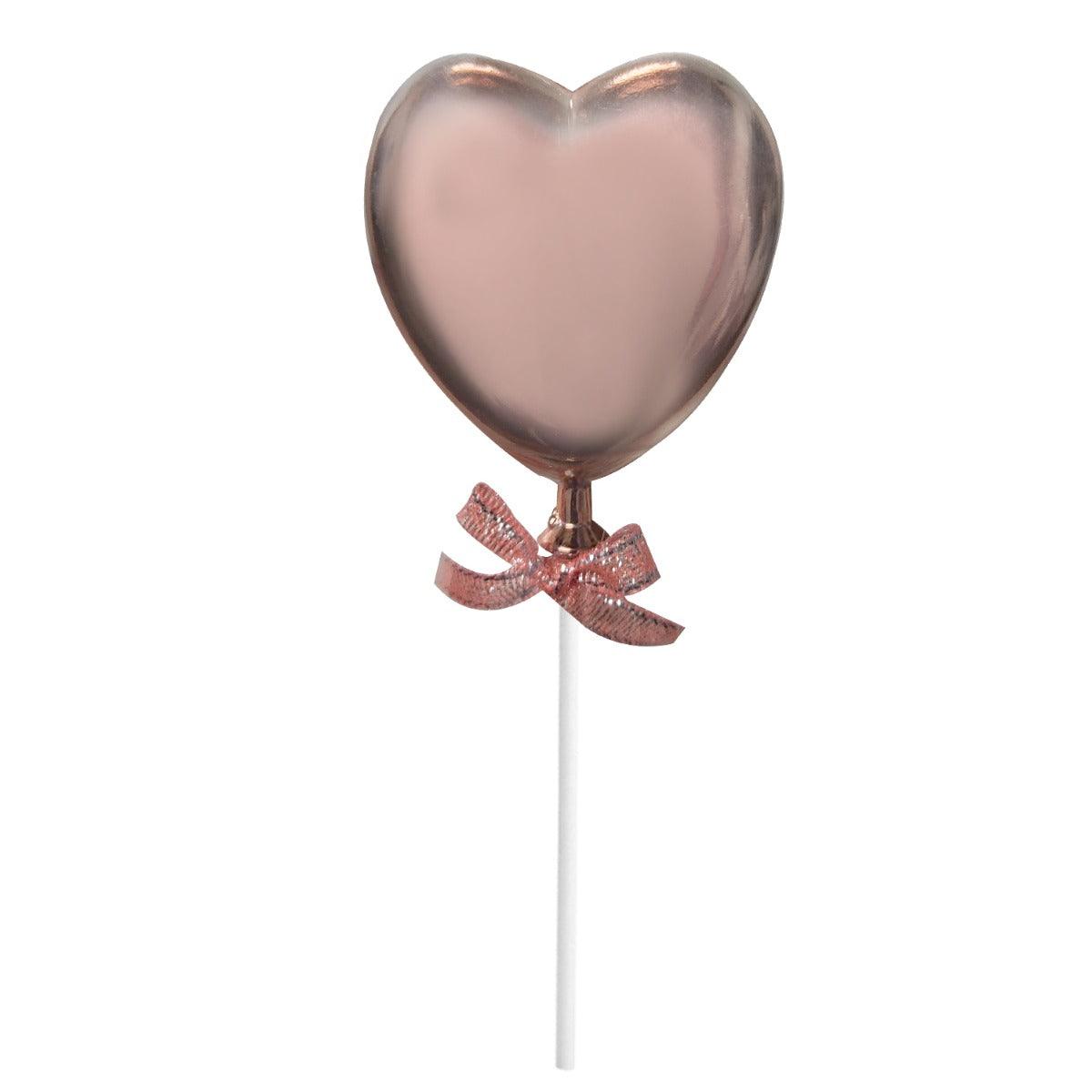PartyCorp Rose Gold Heart Shaped Cake Topper, 1 Pc