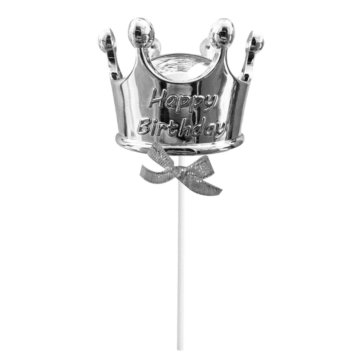 PartyCorp Silver Crown Shaped Cake Topper, 1 Pc