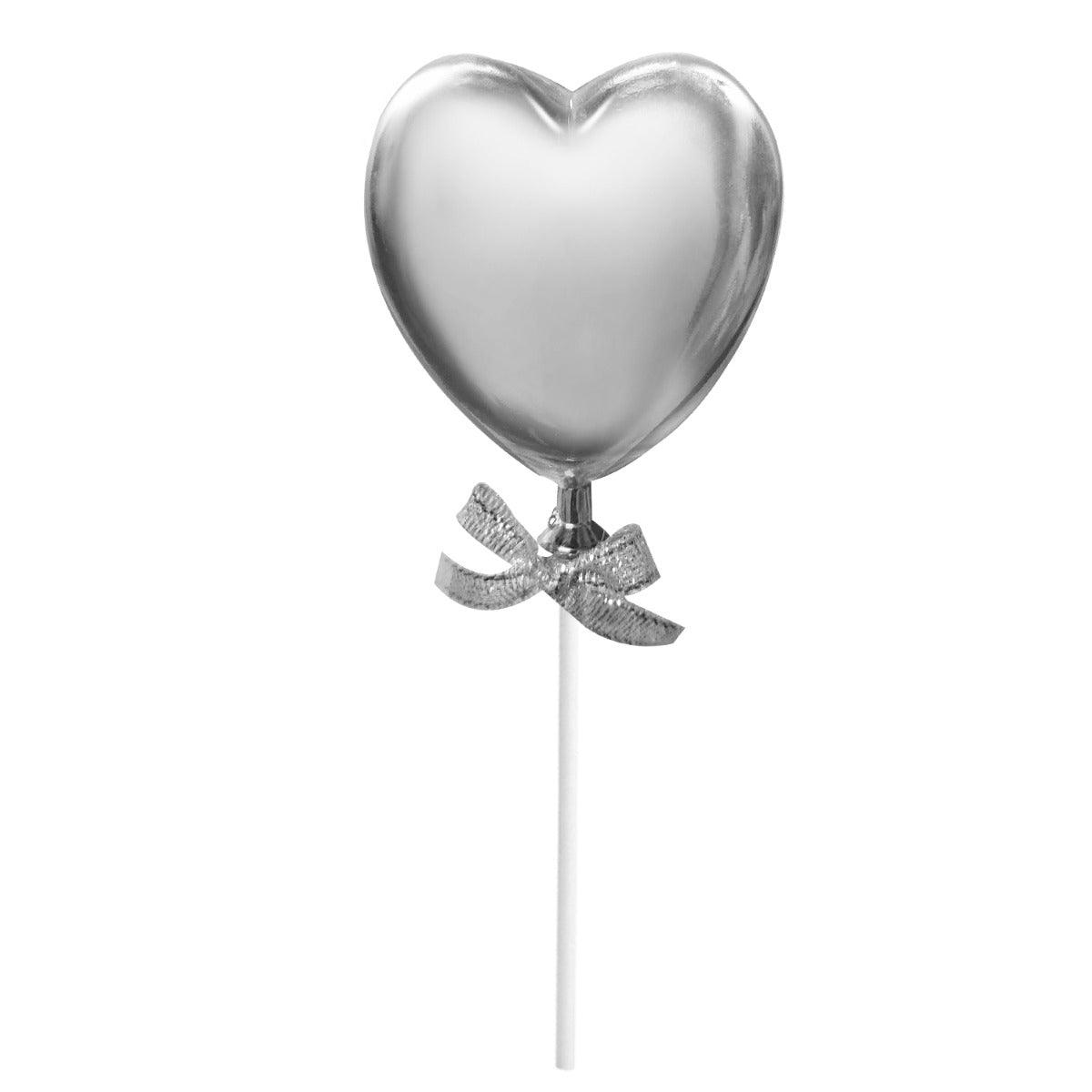 PartyCorp Silver Heart Shaped Cake Topper, 1 Pc