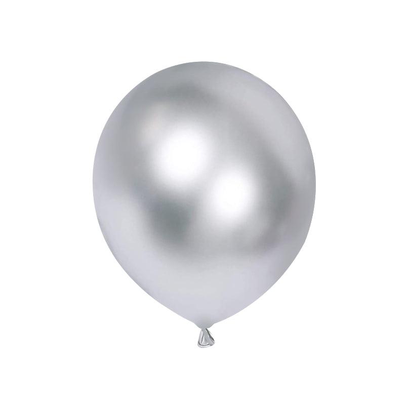 PartyCorp Silver Mettalic Chrome Balloon Party Decorations, DIY Pack of 12