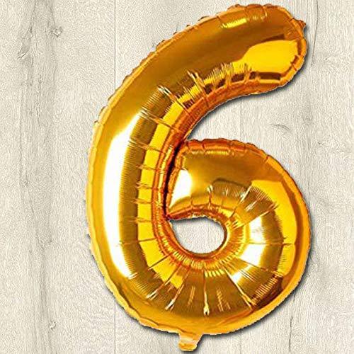 PartyCorp Six Number Digit Gold Foil Ballon, DIY 1 piece