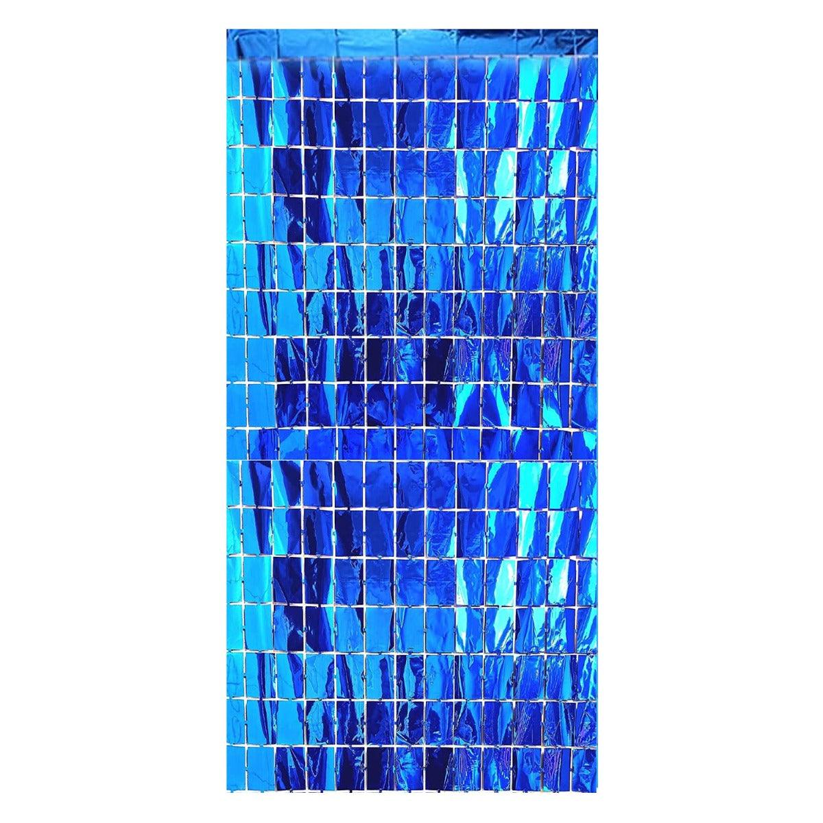 PartyCorp Square Shaped Metallic Blue Foil Curtain, 1 Pack