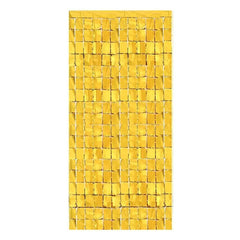 PartyCorp Square Shaped Metallic Golden Foil Curtain, 1 Pack