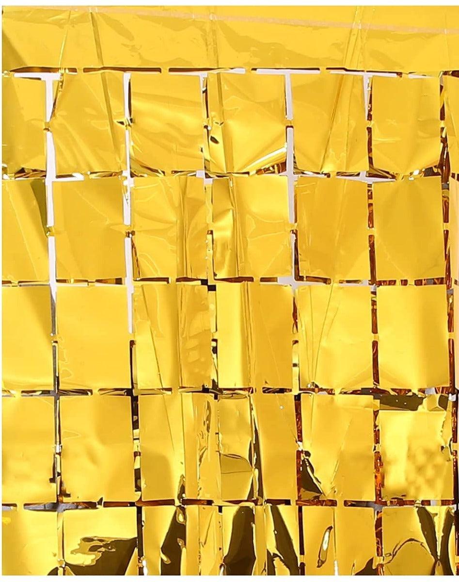 PartyCorp Square Shaped Metallic Golden Foil Curtain, 1 Pack