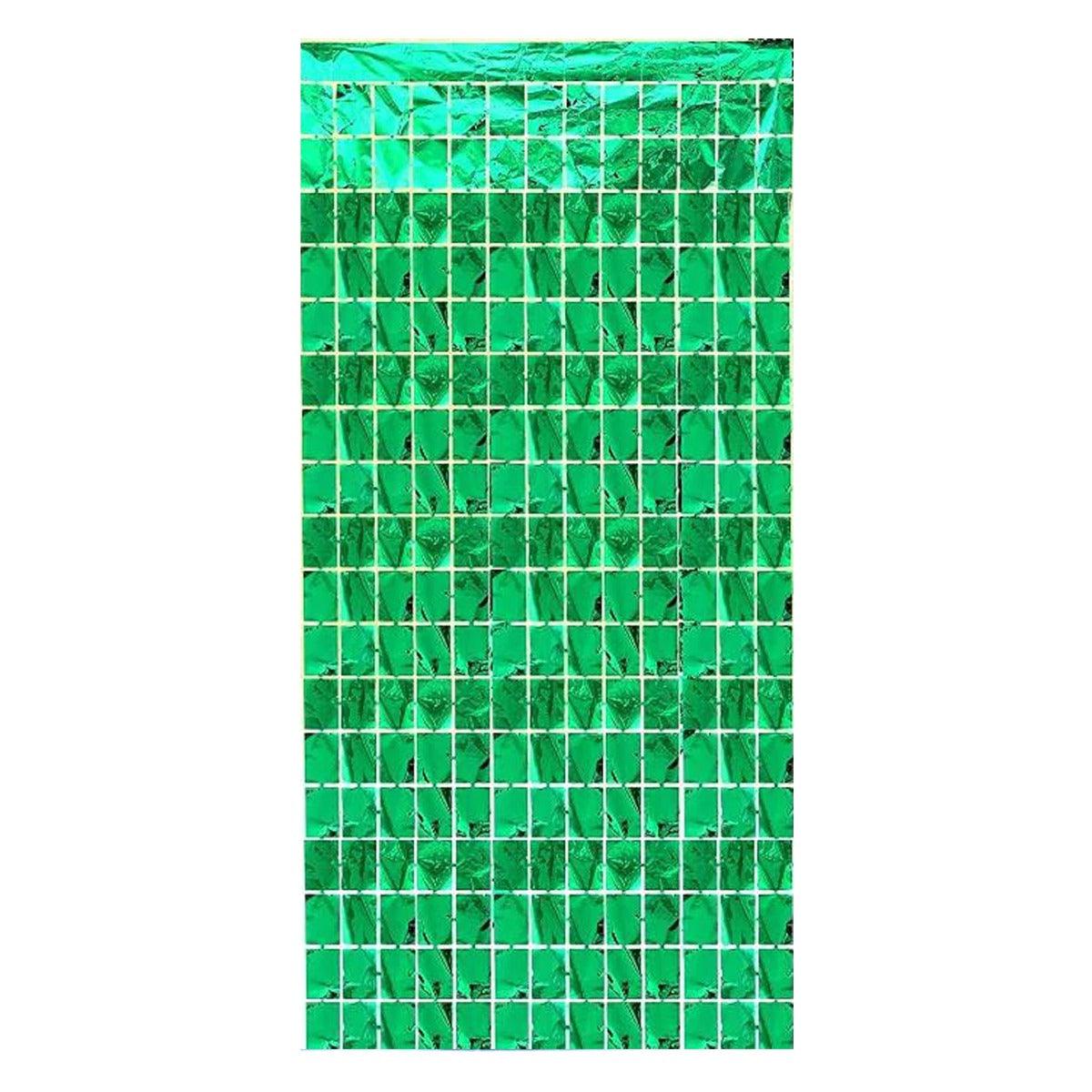 PartyCorp Square Shaped Metallic Green Foil Curtain, 1 Pack