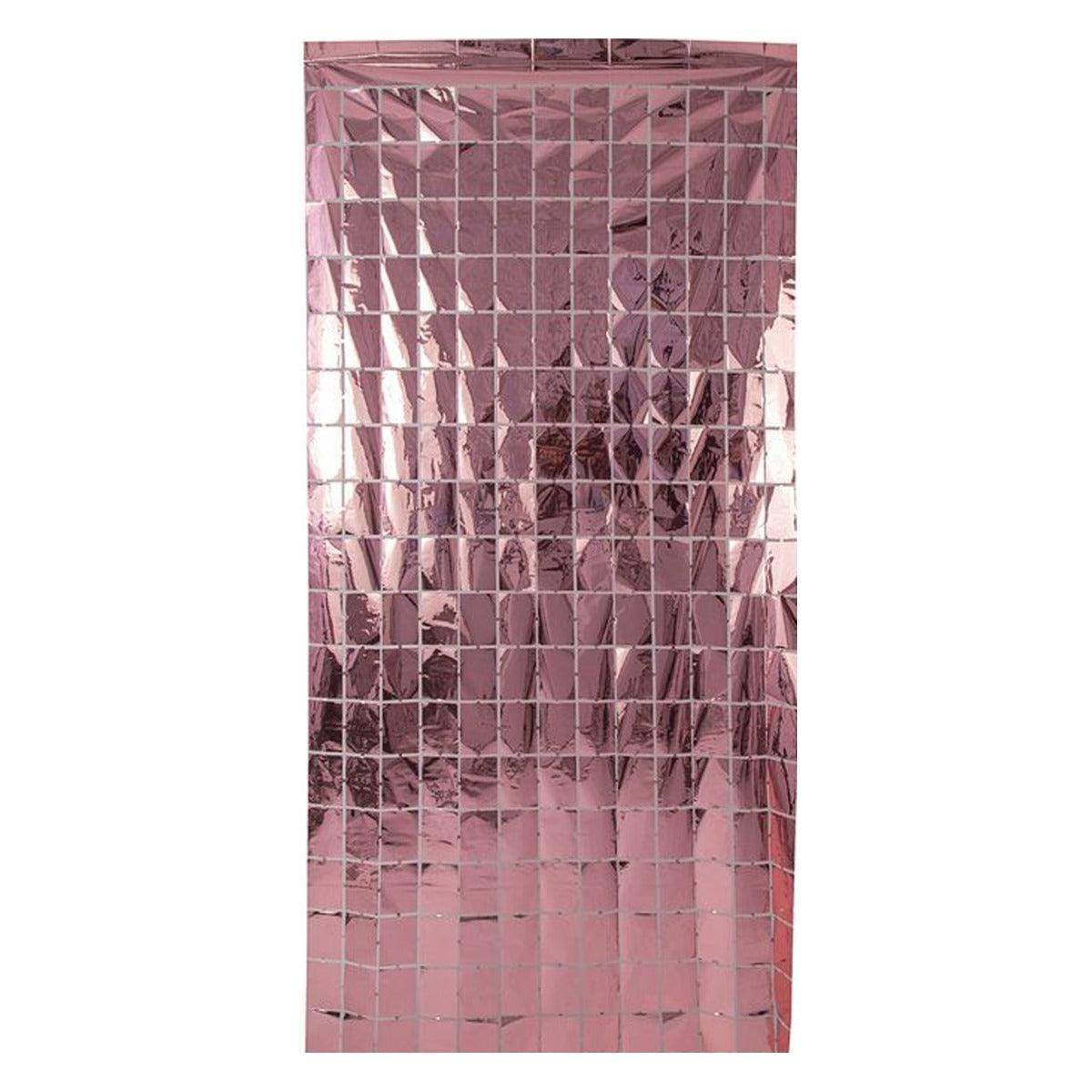 PartyCorp Square Shaped Metallic Rose Gold Foil Curtain, 1 Pack