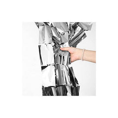 PartyCorp Square Shaped Metallic Silver Foil Curtain, 1 Pack